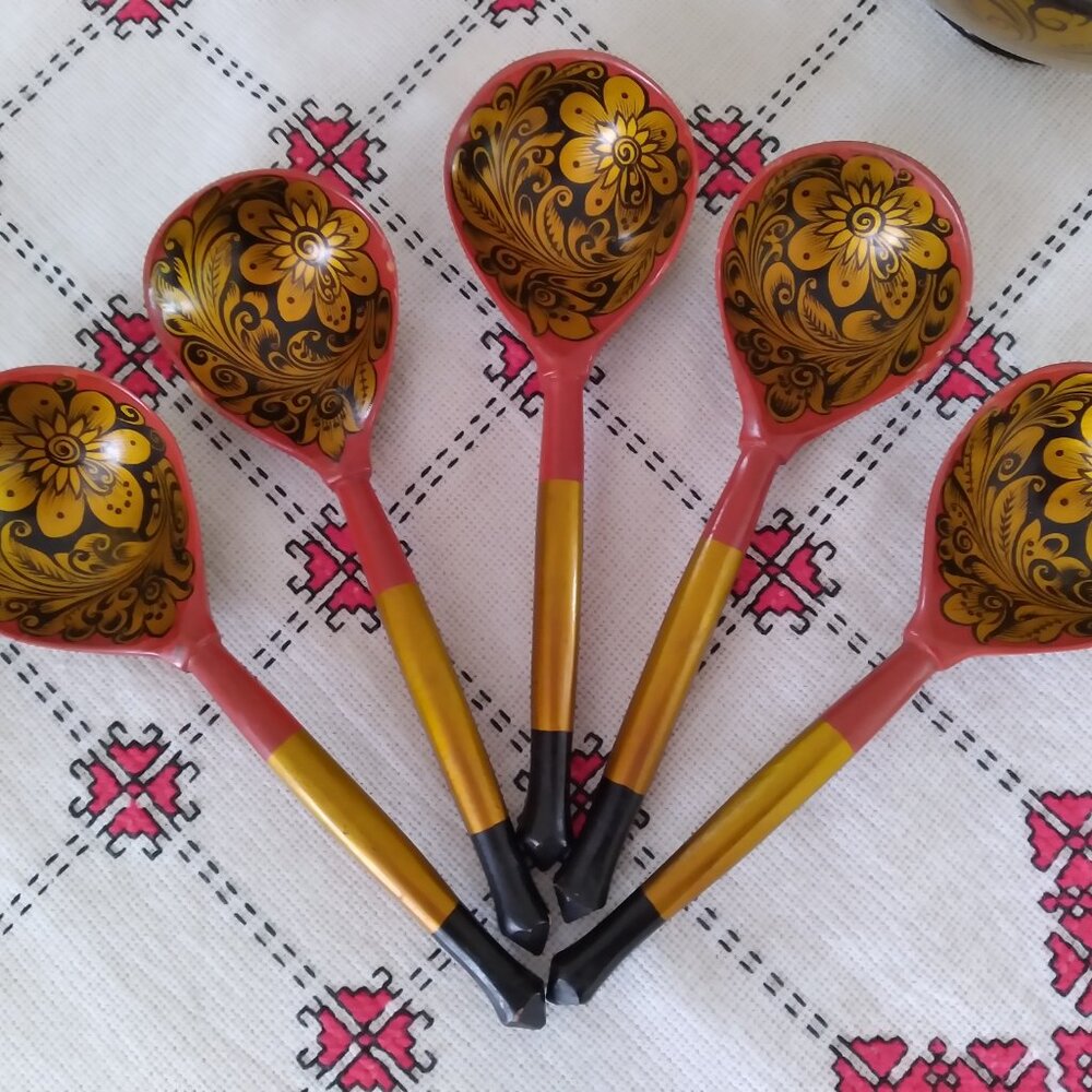 Host Pick ~~~Ukraine, Vintage, Set of Five Spoons, Handmade